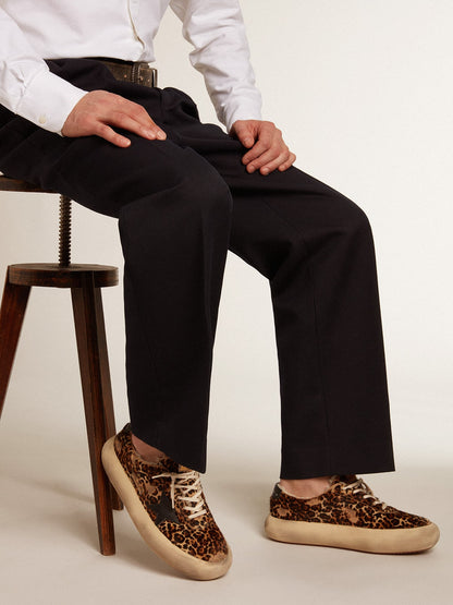 Golden Goose Mens Space-Star In Animal Print Pony Skin And Shearling Lining Mens