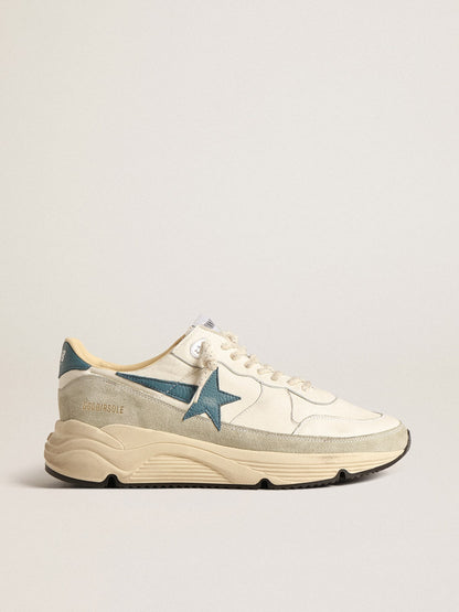 Golden Goose Running Sole In Nappa With Blue Leather Star And Suede Insert Mens