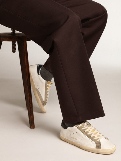 Golden Goose Mens Super-Star With Perforated Star And Blue Heel Tab Mens
