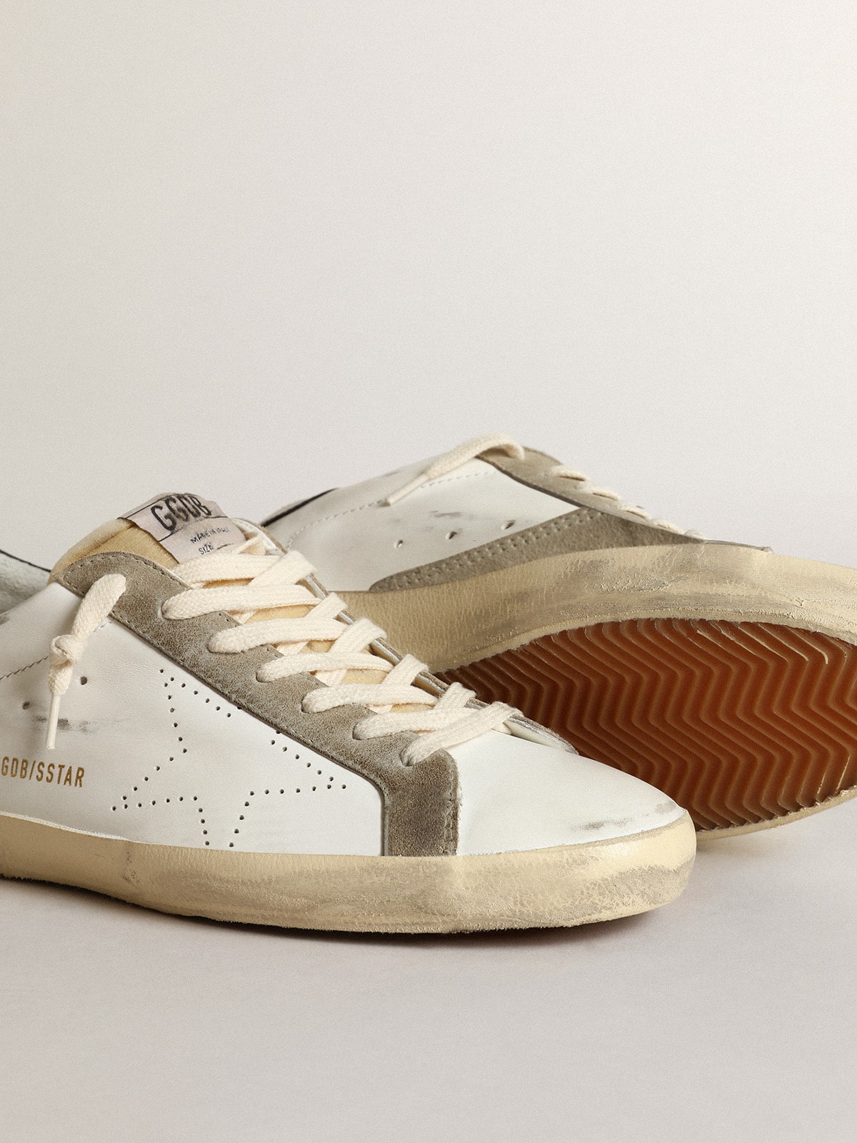 Golden Goose Mens Super-Star With Perforated Star And Blue Heel Tab Mens