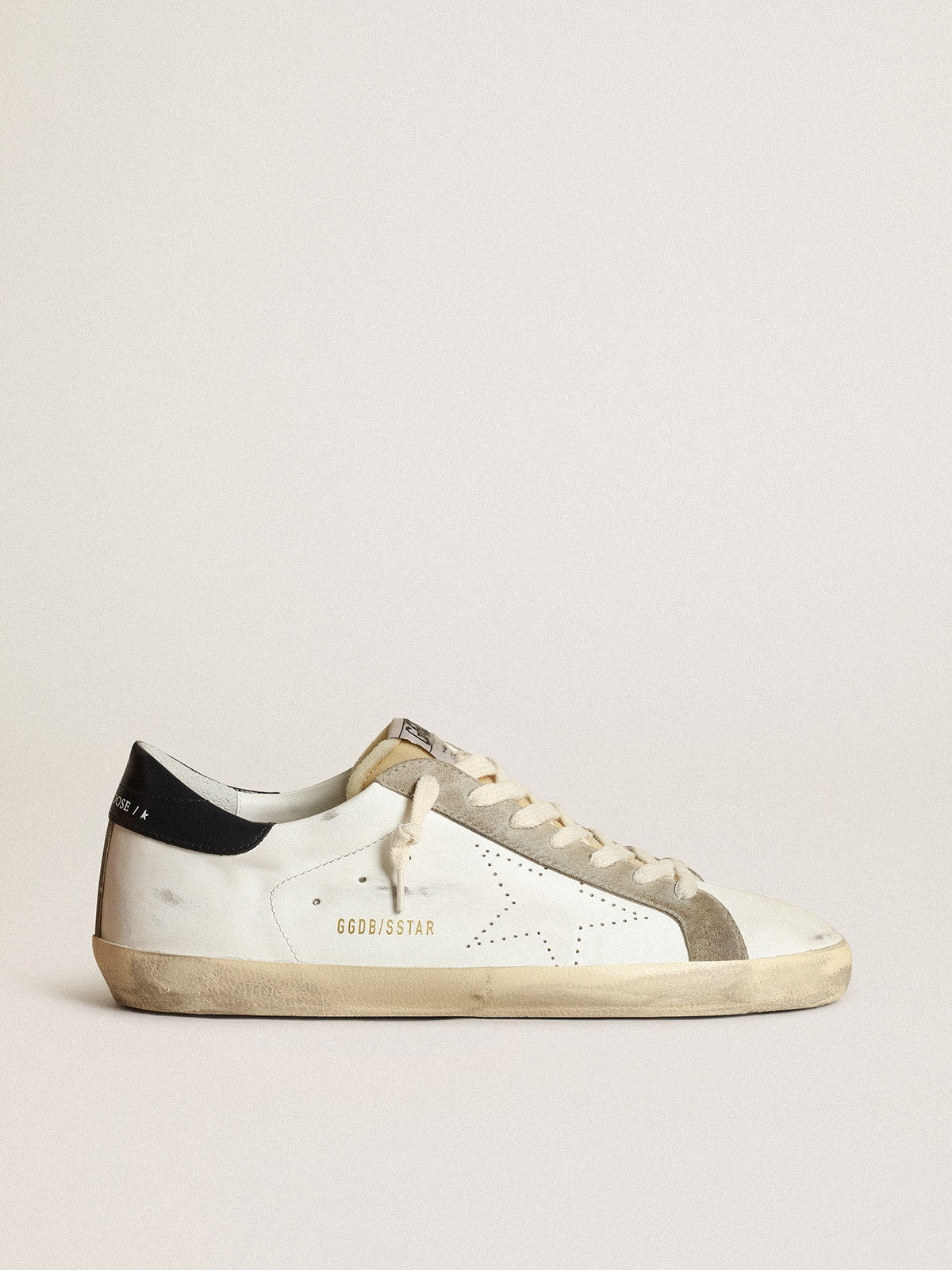 Golden Goose Mens Super-Star With Perforated Star And Blue Heel Tab Mens