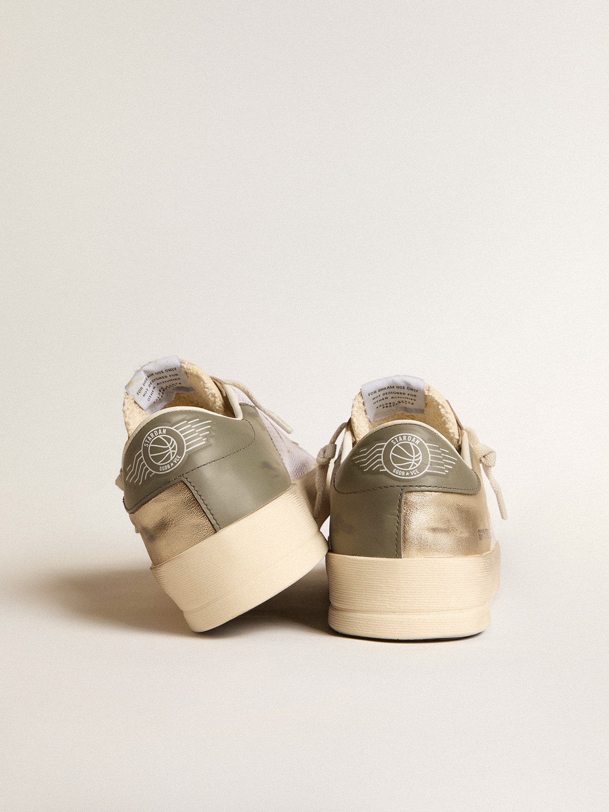Golden Goose Stardan In White Mesh With Orange Star And Platinum Leather Inserts Mens