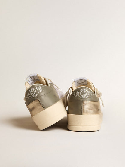 Golden Goose Stardan In White Mesh With Orange Star And Platinum Leather Inserts Mens