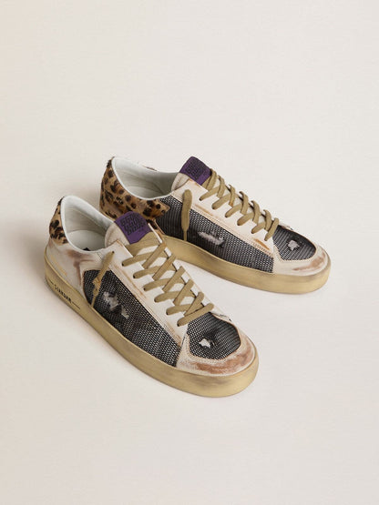 Golden Goose Mens Stardan In Nappa And Mesh With Leopard-Print Pony Skin Heel Tab Mens