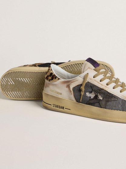 Golden Goose Mens Stardan In Nappa And Mesh With Leopard-Print Pony Skin Heel Tab Mens