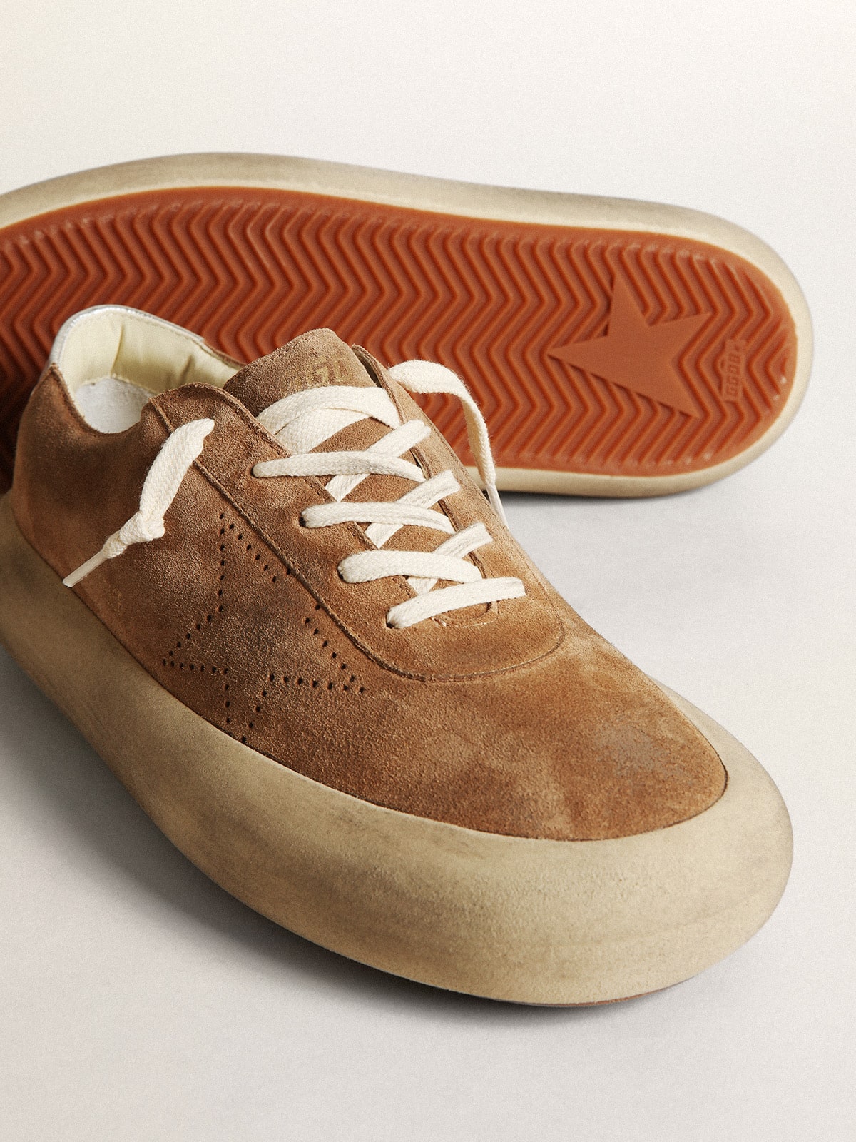 Golden Goose Mens Space-Star In Tobacco-Colored Suede Mens
