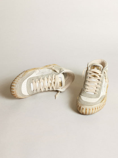 Golden Goose Mens Mid Star With Ice-Gray Suede Inserts And White Star Mens