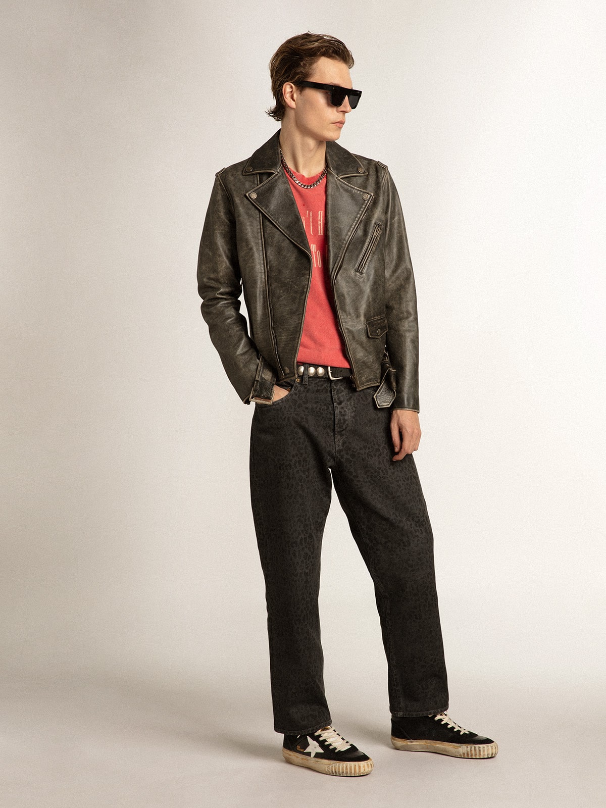 Golden Goose Mens Mid Star In Black Nappa And Suede With White Leather Star Mens