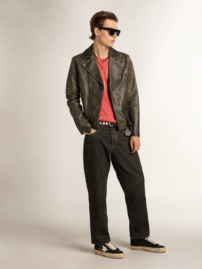 Golden Goose Mens Mid Star In Black Nappa And Suede With White Leather Star Mens
