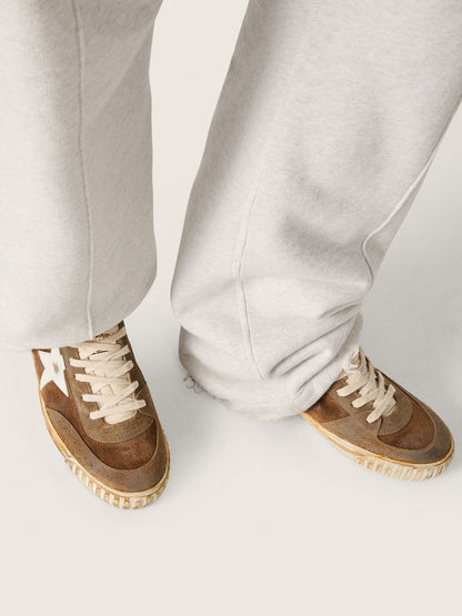 Golden Goose Mens Mid Star Lab In Rust-Colored Suede With White Leather Star Mens
