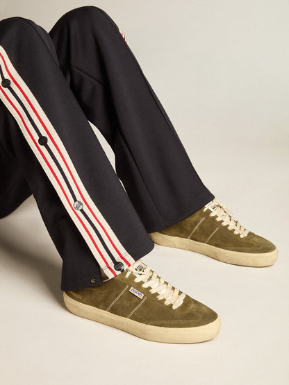 Golden Goose Mens Soul Star In Green Suede With White Leather Heel Tab And Tongue Mens