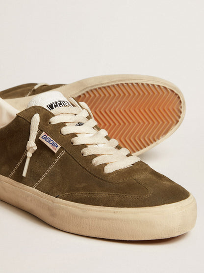 Golden Goose Mens Soul Star In Green Suede With White Leather Heel Tab And Tongue Mens