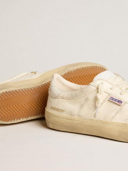 Golden Goose Soul Star In White Nappa Leather With White Leather Star Mens