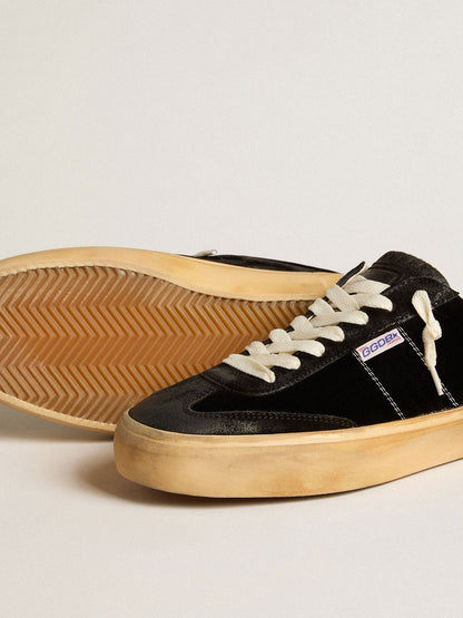 Golden Goose Mens Soul Star In Black Velvet With White Leather Heel Tab Mens