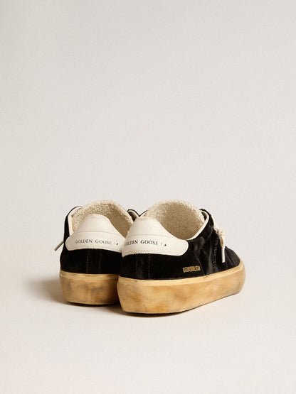 Golden Goose Mens Soul Star In Black Velvet With White Leather Heel Tab Mens