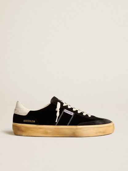 Golden Goose Mens Soul Star In Black Velvet With White Leather Heel Tab Mens