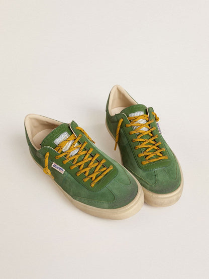 Golden Goose Mens Soul Star In Green Suede With Green Leather Heel Tab Mens