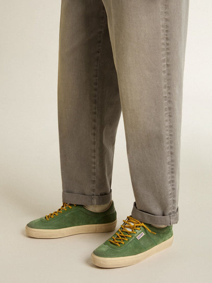 Golden Goose Mens Soul Star In Green Suede With Green Leather Heel Tab Mens