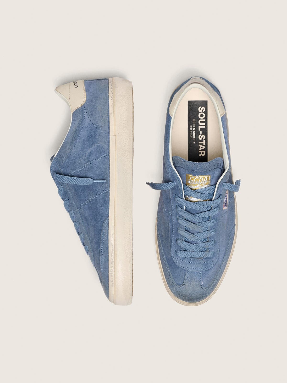 Golden Goose Mens Soul Star In Denim-Blue Suede Mens
