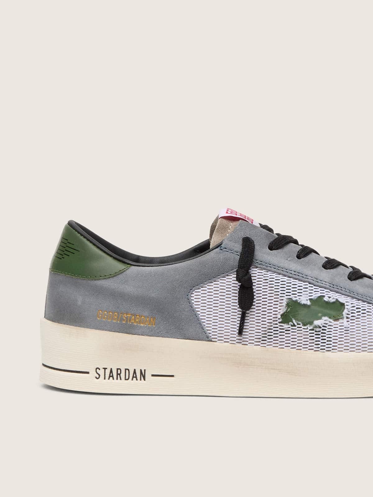 Golden Goose Mens Stardan In Powder-Blue Suede With Green Leather Star And Heel Tab Mens
