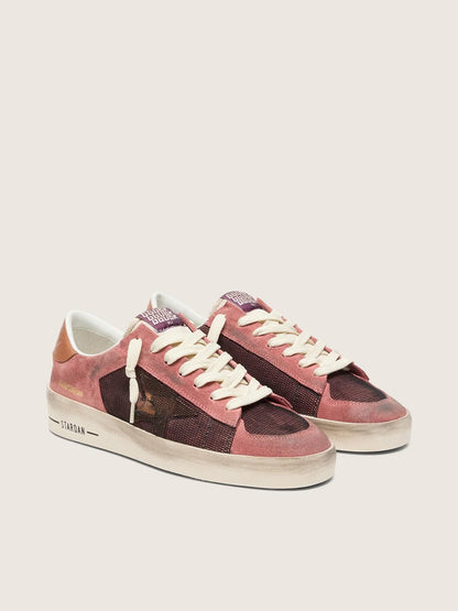 Golden Goose Mens Stardan In Pink Suede With Beige Star Mens