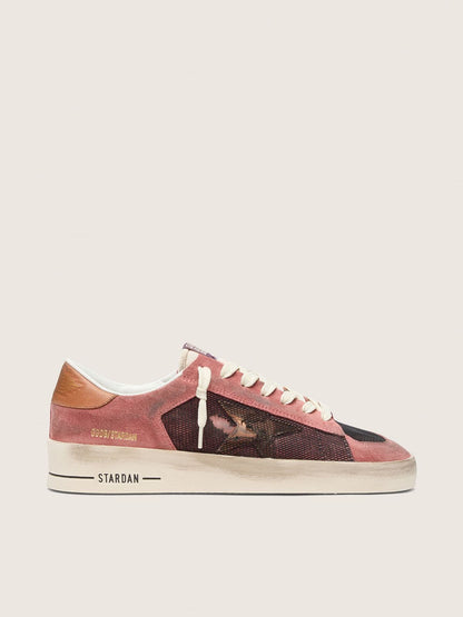 Golden Goose Mens Stardan In Pink Suede With Beige Star Mens