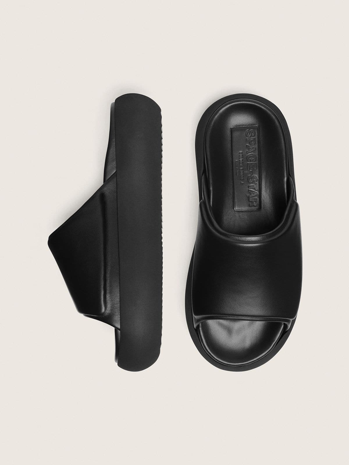 Golden Goose Mens Space-Star Slip-Ons In Black Leather Mens