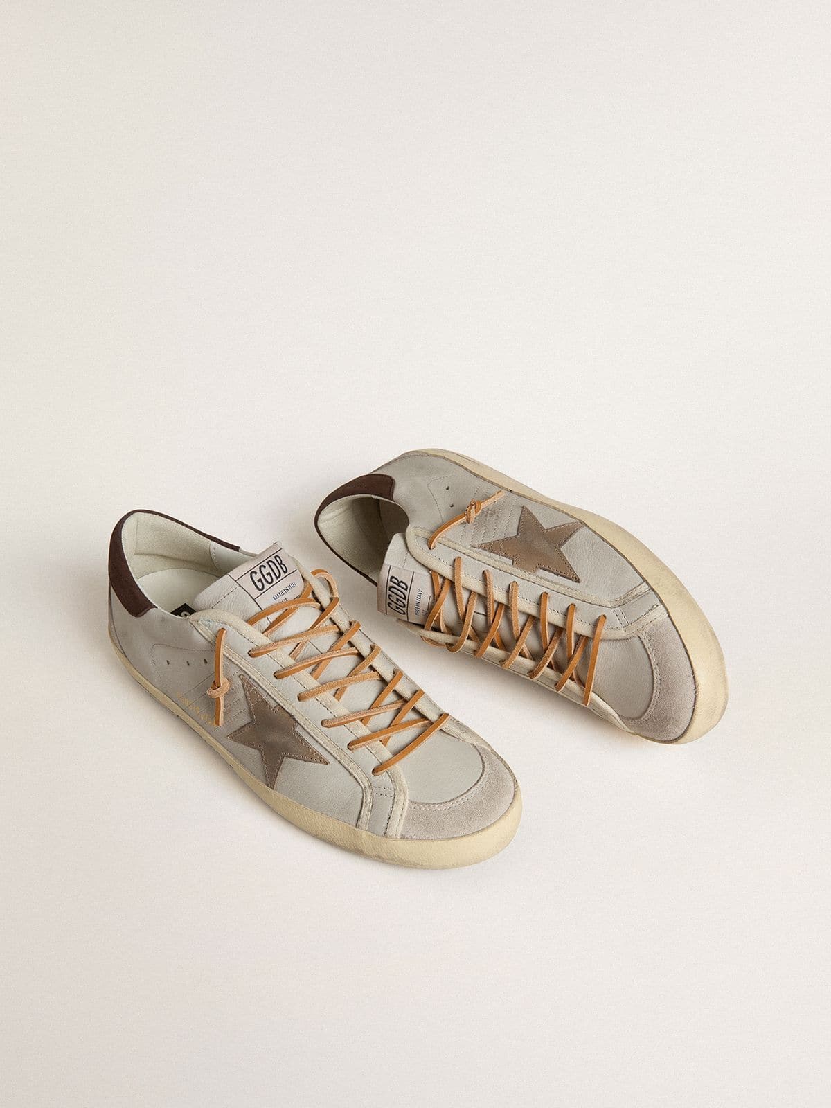 Golden Goose Mens Super-Star With Tobacco-Colored Croc-Print Leather Star And Black Leather Heel Tab Mens