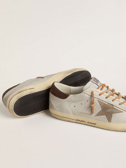 Golden Goose Mens Super-Star With Tobacco-Colored Croc-Print Leather Star And Black Leather Heel Tab Mens