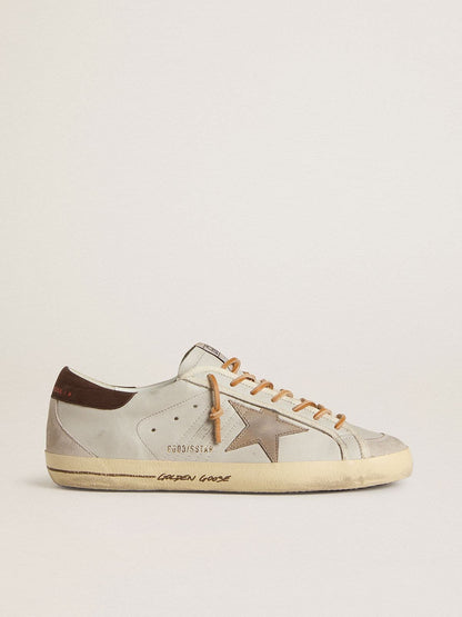Golden Goose Mens Super-Star With Tobacco-Colored Croc-Print Leather Star And Black Leather Heel Tab Mens
