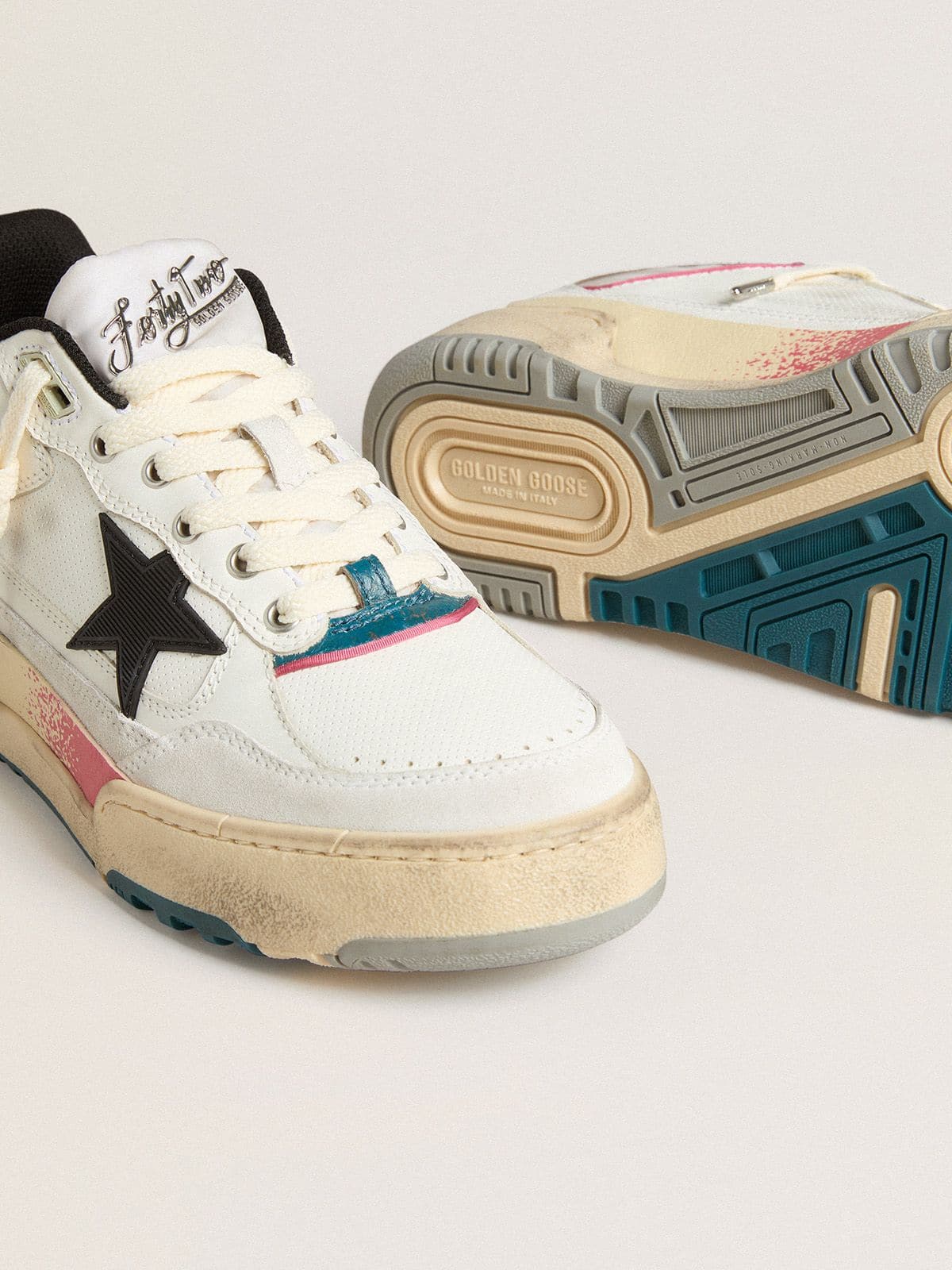 Golden Goose Mens Forty2 With Black Star And Silver Foiled Leather Heel Tab Mens