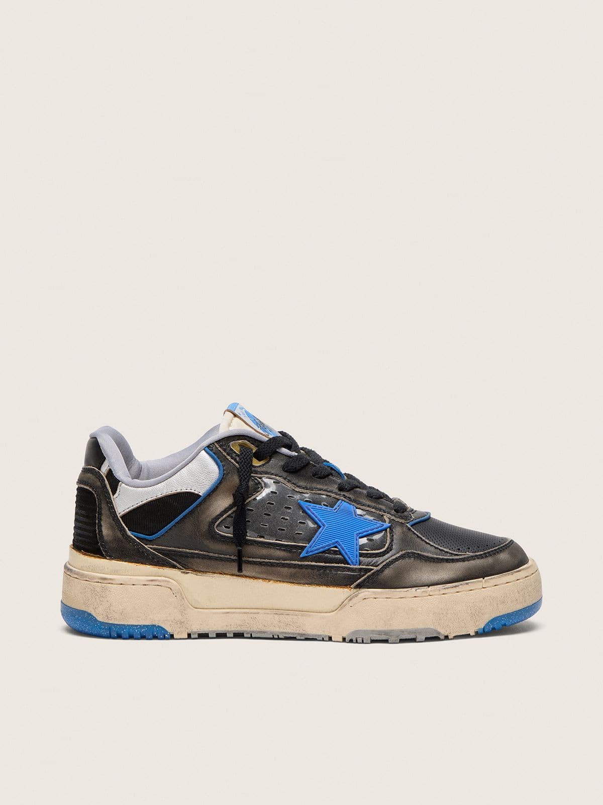 Golden Goose Mens Forty2 In Black Foam Rubber And Leather With Tpu Star And Black Leather Heel Tab Mens