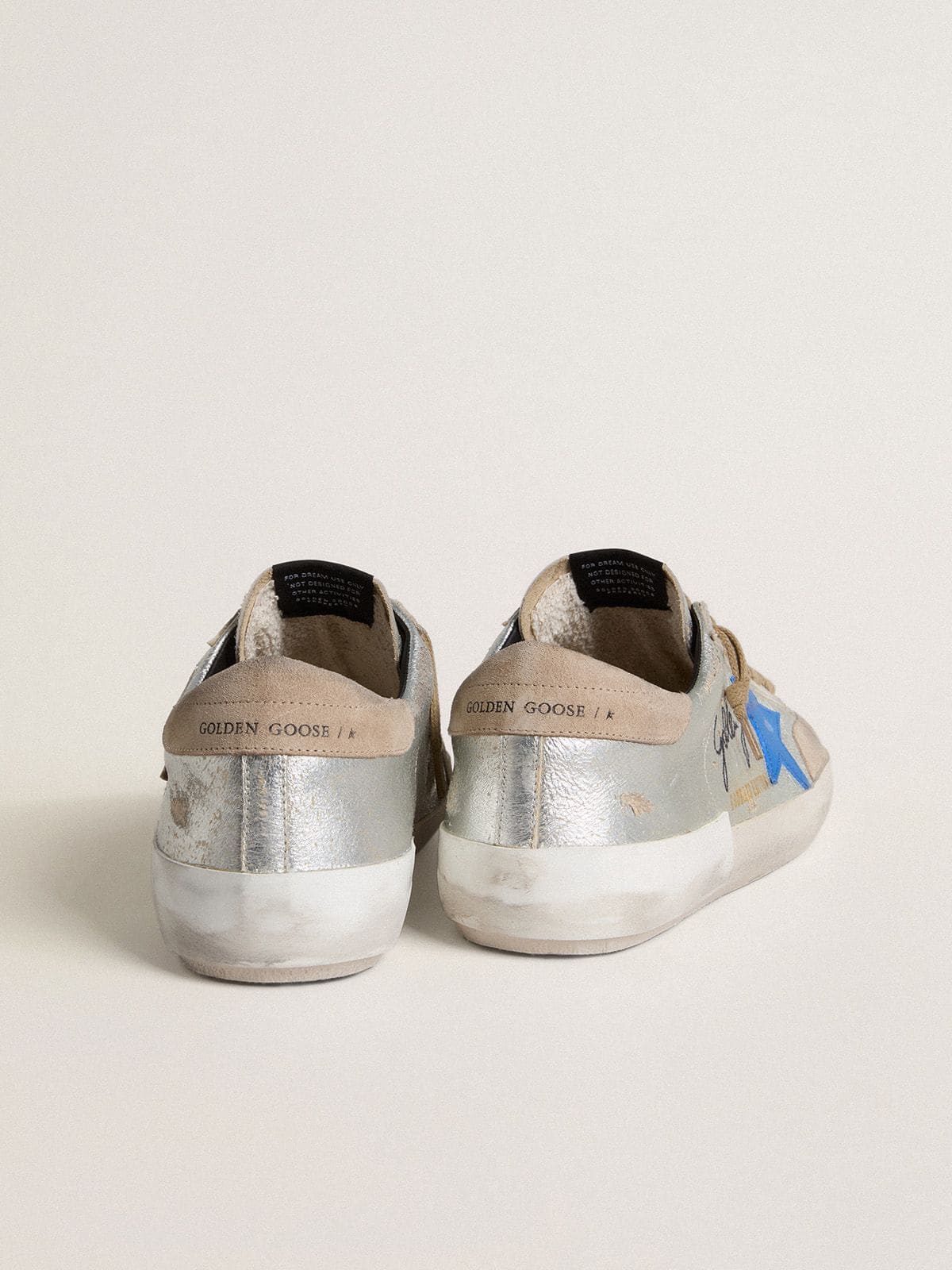 Golden Goose Mens Super-Star Ltd In Silver Metallic Suede With Leather Star And Suede Heel Tab Mens