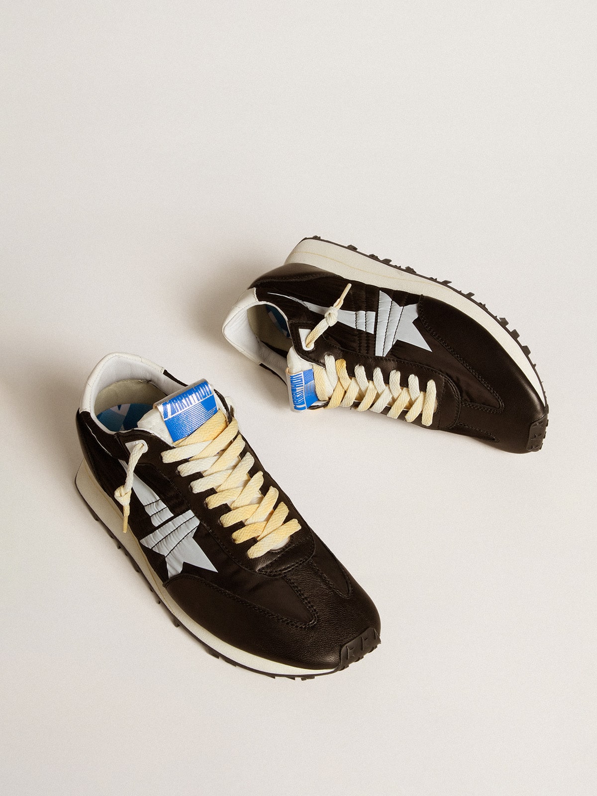 Golden Goose Mens Marathon With Black Nylon Upper And White Star Mens