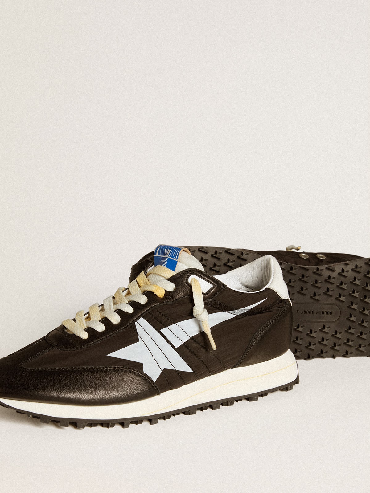 Golden Goose Mens Marathon With Black Nylon Upper And White Star Mens