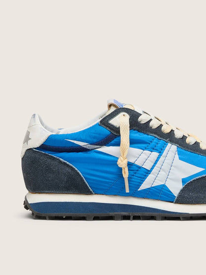 Golden Goose Mens Marathon With Blue Nylon Upper And White Star Mens