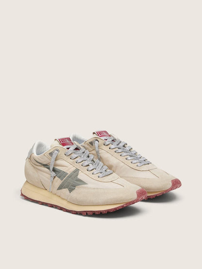 Golden Goose Mens Marathon With Beige Nylon Upper And Gray Star Mens