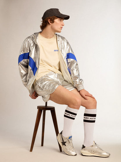 Golden Goose Mens Marathon With Silver Ripstop Nylon Upper And Black Star Mens