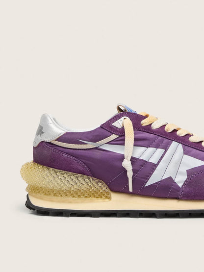 Golden Goose Mens Marathon With Purple Nylon Upper And White Star Mens