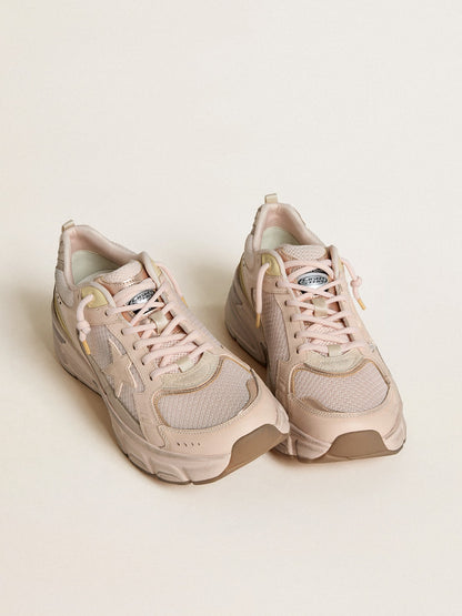 Golden Goose Mens Lightstar With Pink Leather And Mesh Upper And Pink Star Mens