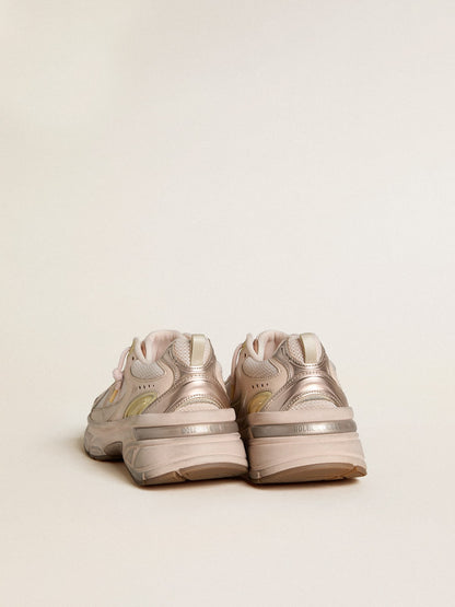 Golden Goose Mens Lightstar With Pink Leather And Mesh Upper And Pink Star Mens