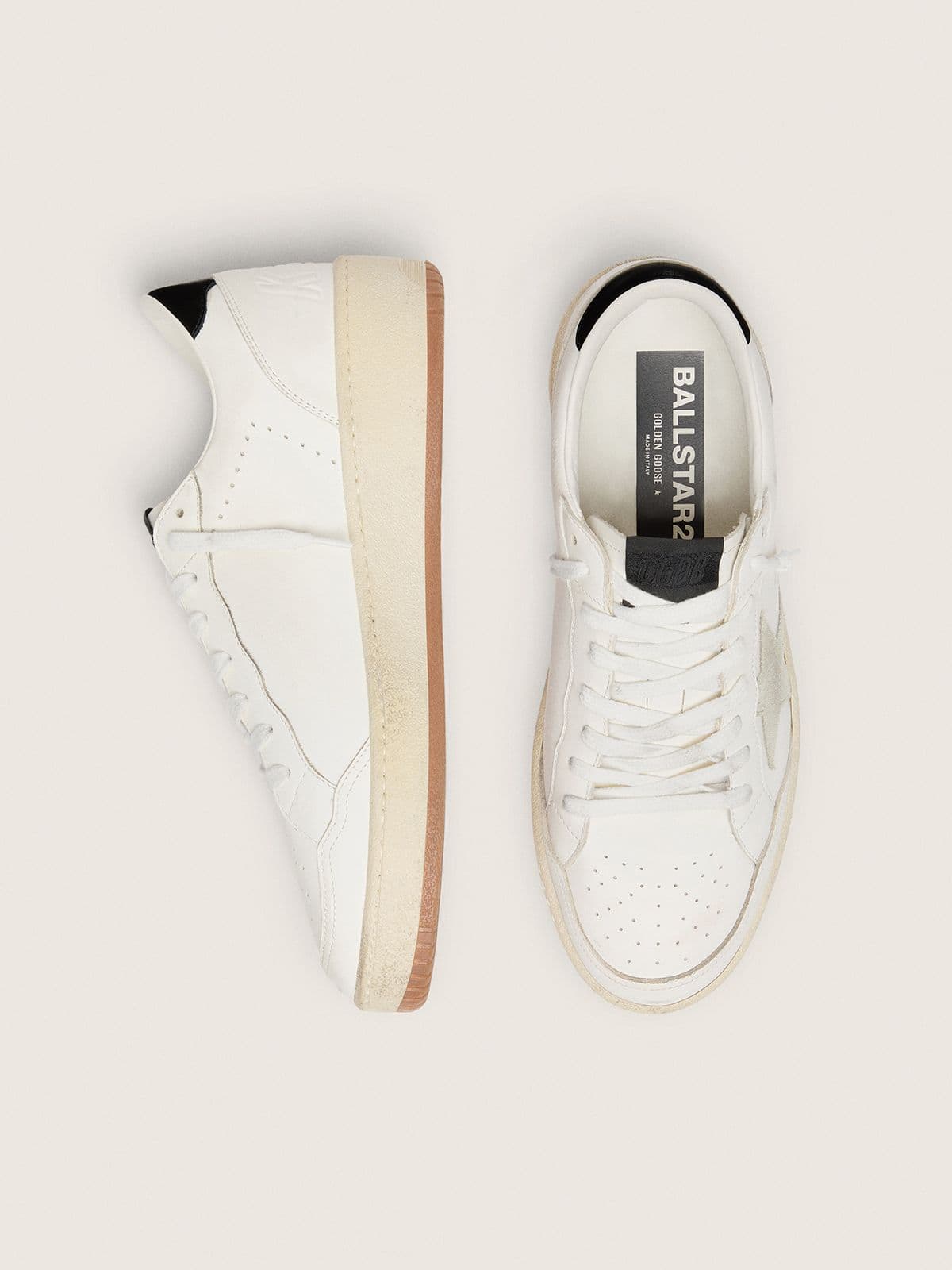 Golden Goose Ball Star With Ice-Gray Suede Star And Glossy Black Leather Heel Tab Mens