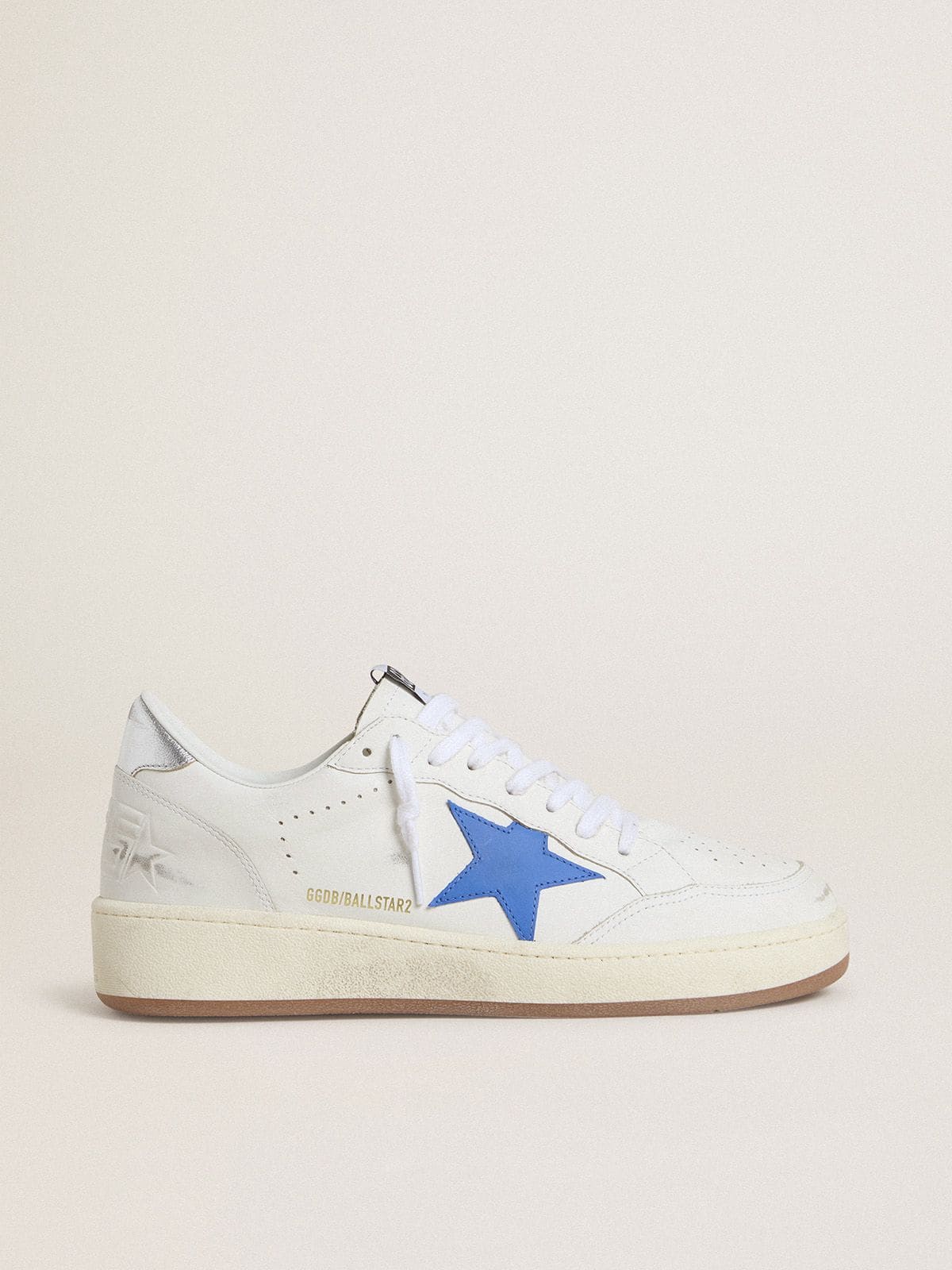 Golden Goose Ball Star With Light Blue Leather Star And Silver Foiled Leather Heel Tab Mens