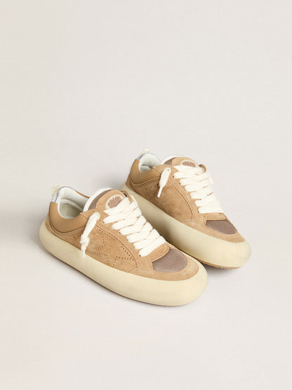 Golden Goose Mens Space-Star Cube In Tobacco Suede With Perforated Star Mens