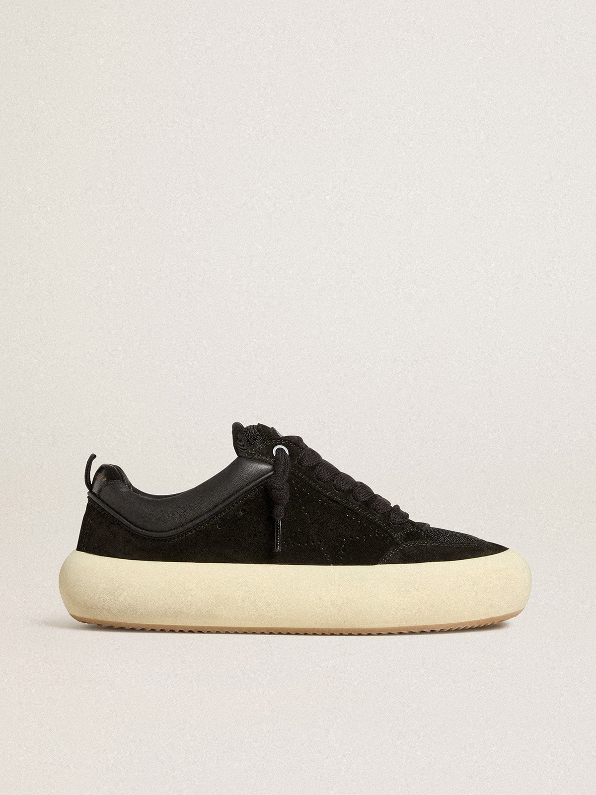Golden Goose Mens Space-Star Cube In Black Suede With Perforated Star Mens