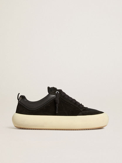 Golden Goose Mens Space-Star Cube In Black Suede With Perforated Star Mens