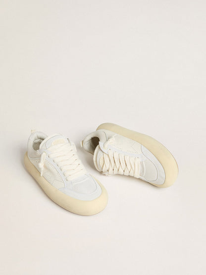 Golden Goose Mens Space-Star Cube In White Leather With Perforated Star Mens