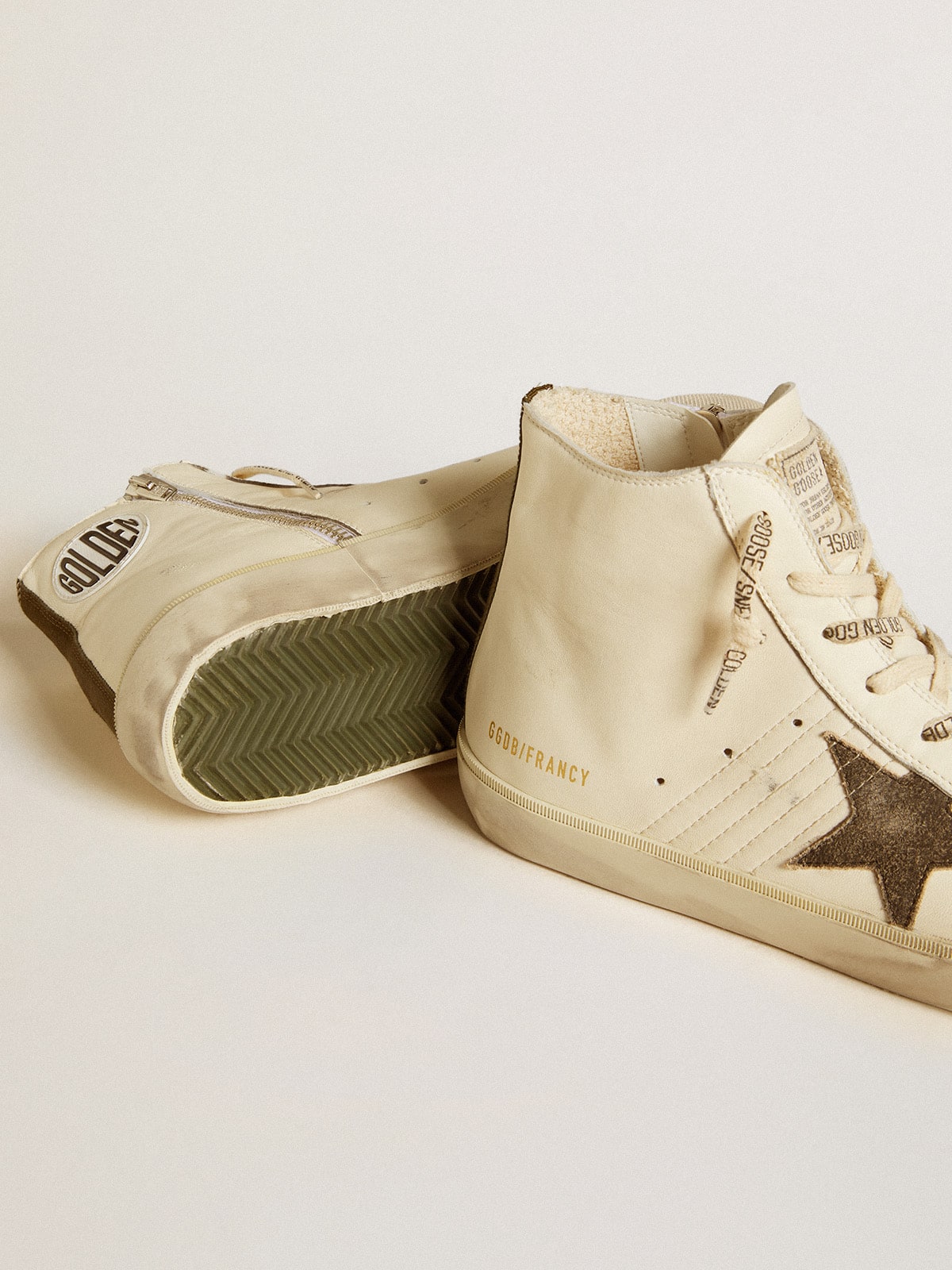 Golden Goose Francy Penstar In Nappa With Black Suede Star And Cotton Heel Tab Mens