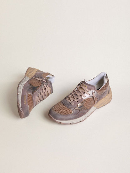 Golden Goose Mens Dad-Star In Lilac Suede And Mesh With Laminated Leather Star And Heel Tab Mens