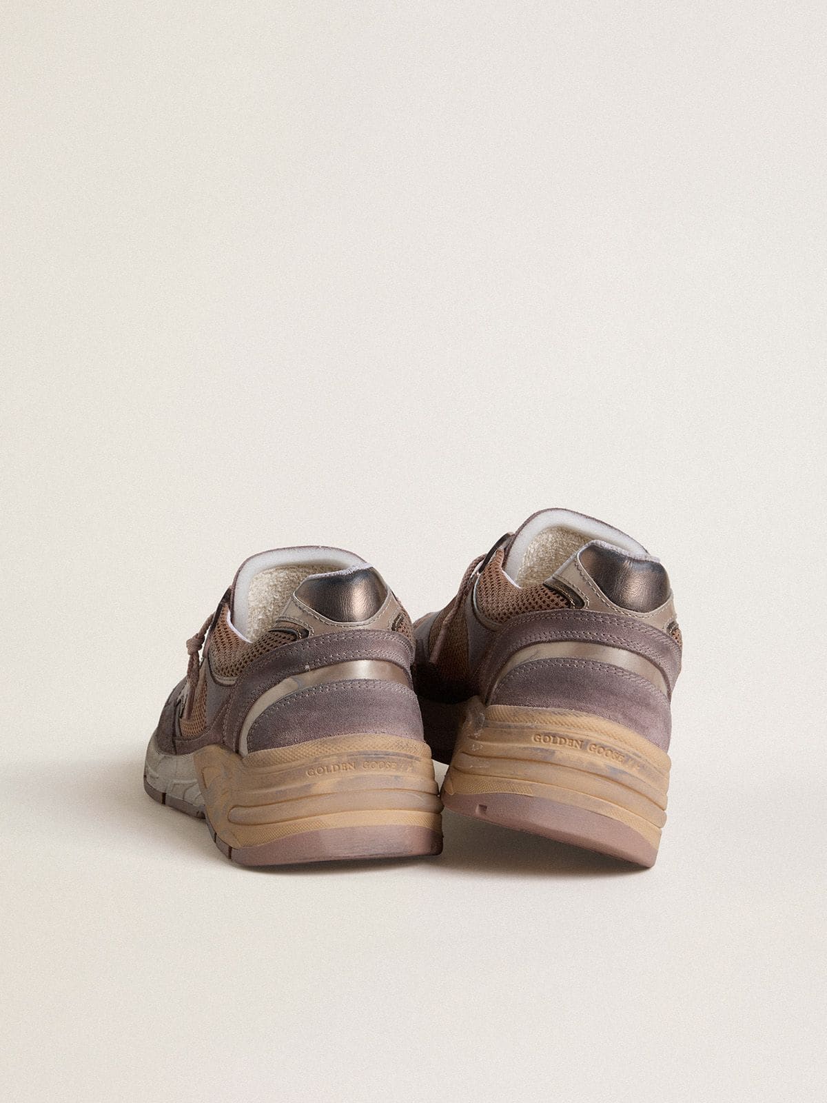 Golden Goose Mens Dad-Star In Lilac Suede And Mesh With Laminated Leather Star And Heel Tab Mens